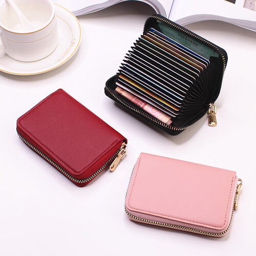 New card holder coin purse women's compact large capacity multi-card slot card holder ultra-thin simple solid color men's driver's license