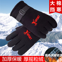 Winter thickened warm men's gloves polar fleece casual plus velvet large cotton gloves motorcycle riding gloves for women