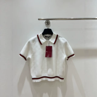 深圳南油正确高版本G家26夏季新款简约撞色印花圆领短袖针织上衣