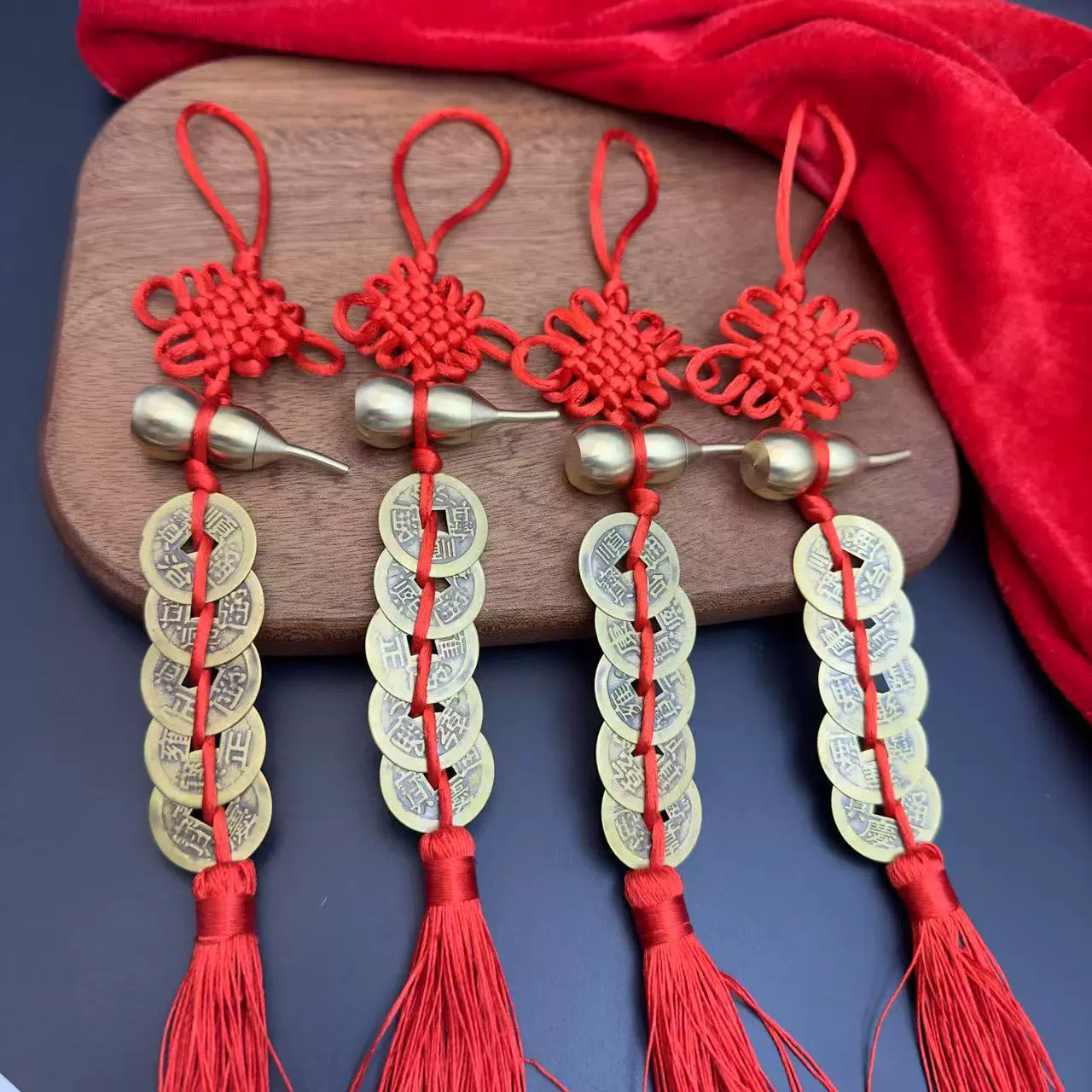 五帝钱铜葫芦门对门真品黄铜钱串压门槛用窗户大门卧室中国结挂件