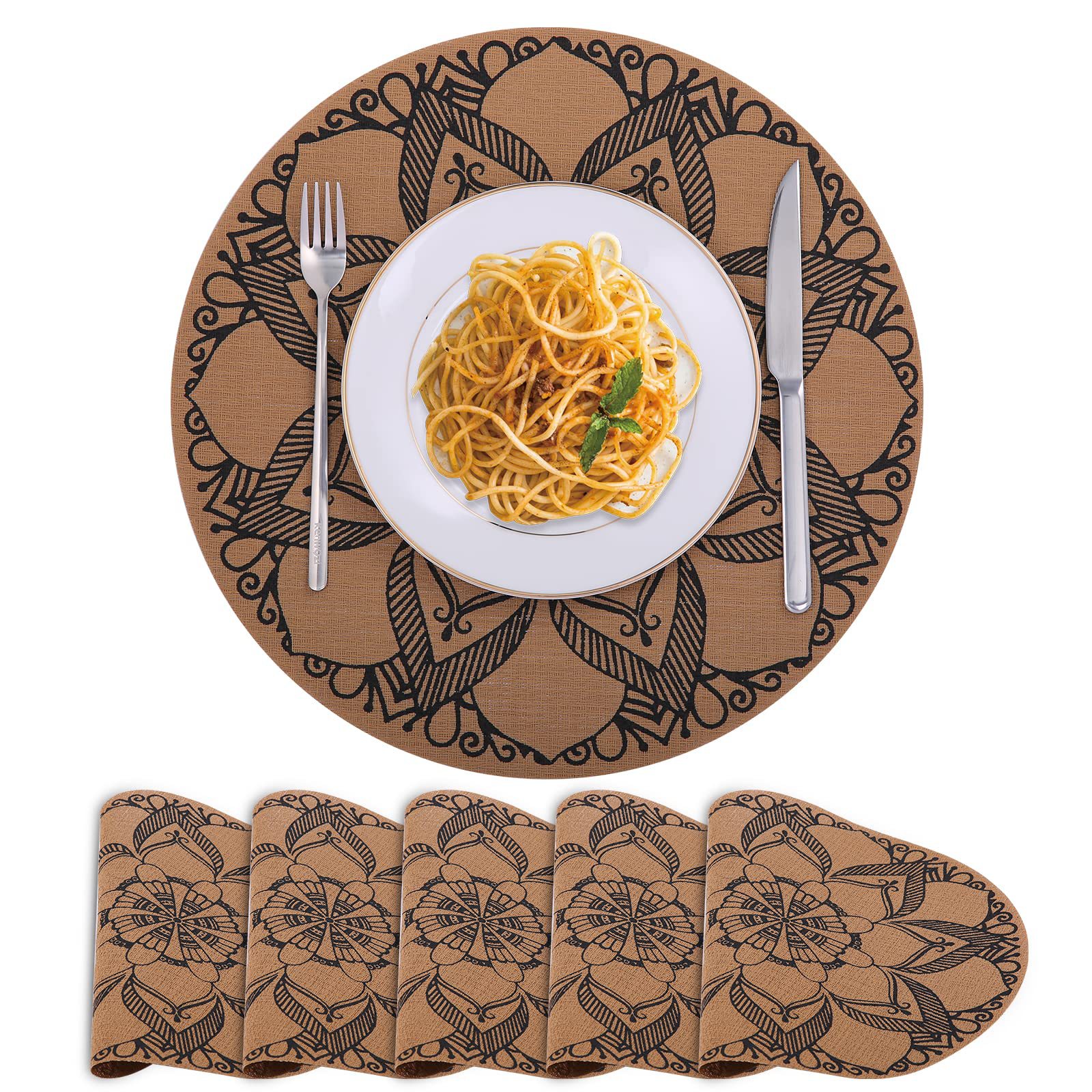 Bohemio PVC mantel serigrafía placa estera montaña occidental comida aislamiento estera lavable Teslin estera de mesa