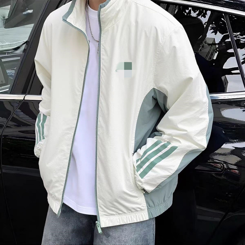 26 Spring/Autumn foreign trade quick-drying windbreaker with contrasting colors and a stand-up collar, a three-piece set of unisex sports and casual jackets