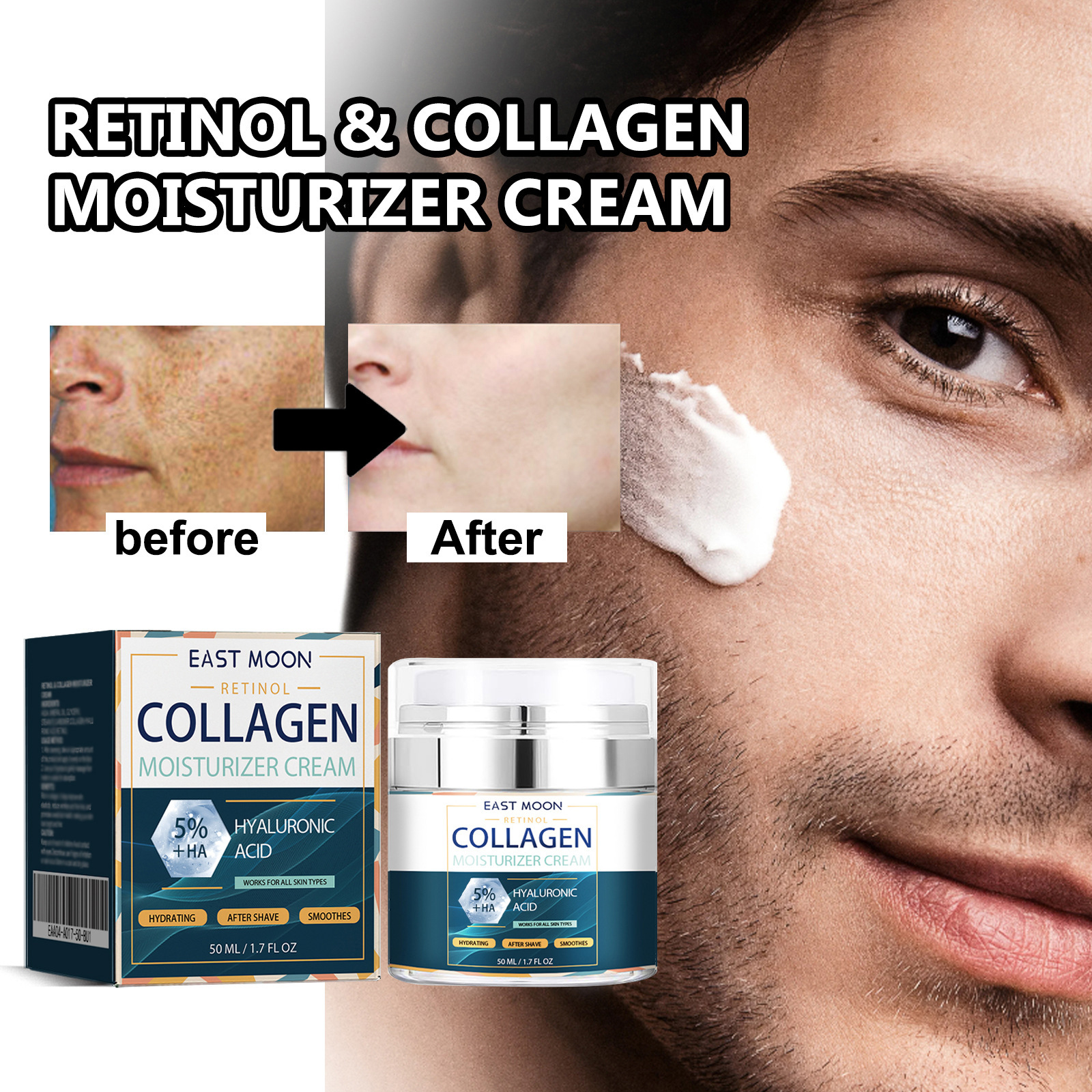 East Moon Men's Collagen Moisturizing Cream Hydrating Moisturizing Facial Care Moisturizing and Brightening Skin Cream