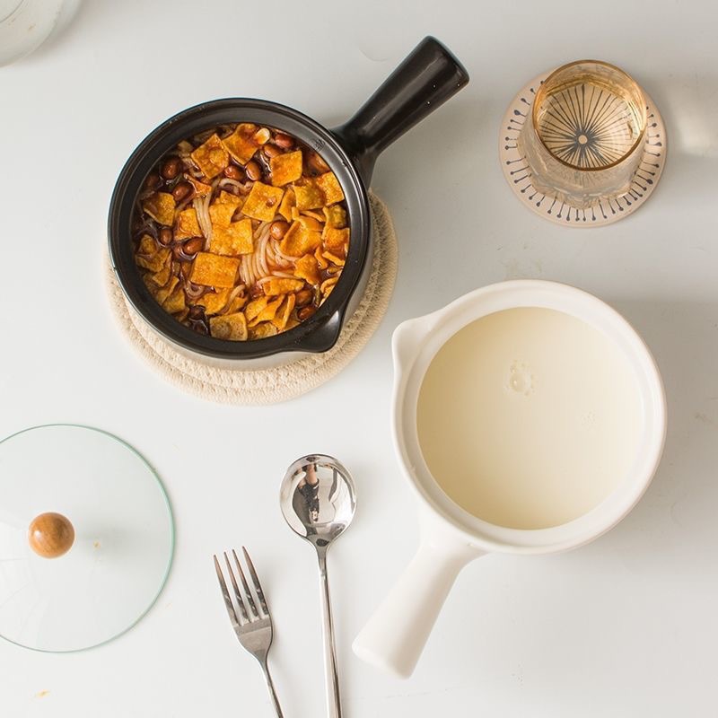 日式陶瓷奶锅带柄汤锅小砂锅可明火热牛奶煮粥泡面锅宝宝辅食炖锅