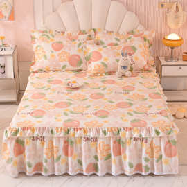 全棉蕾丝小花边床裙单品床罩印花1.5米1.8米2米床套床品棉质斜纹