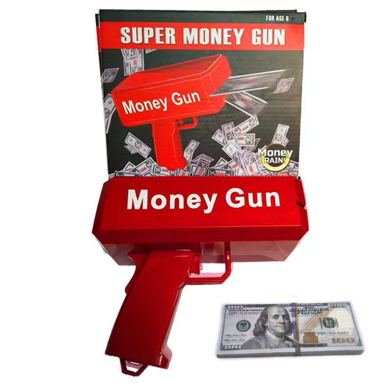 Nueva versión silenciosa de la pistola de dinero eléctrica de pulverización continua pistola de dinero pistola de dinero de dólar escupir juguetes de descompresión