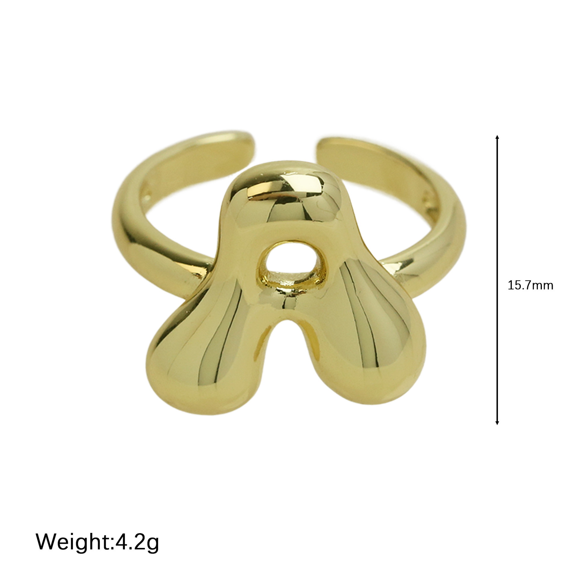 7g Weight Copper Simple Style Irregular Plating Letter Open Rings
