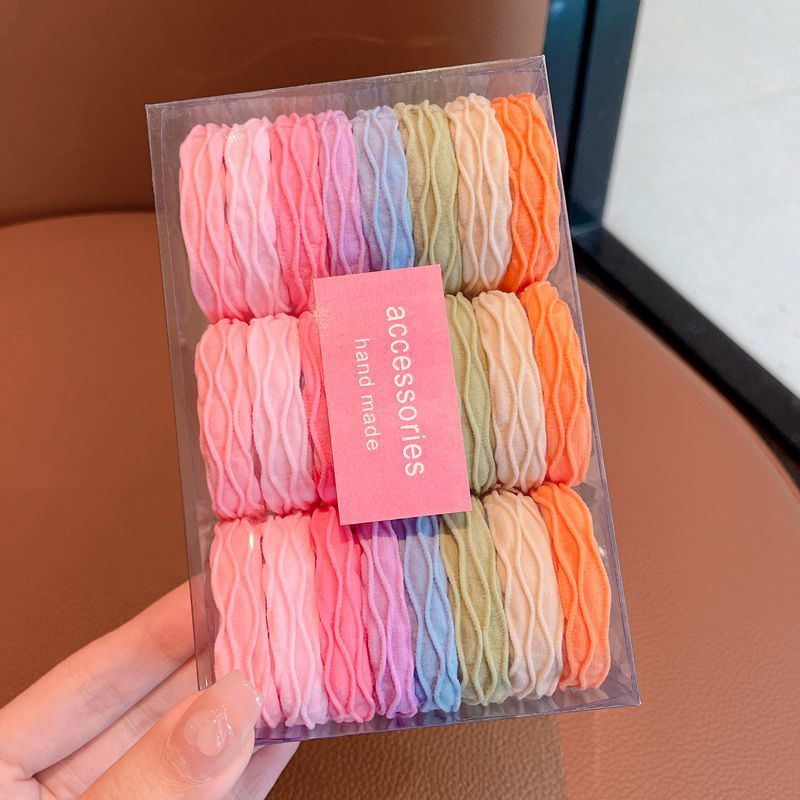 Niños corda de cabello de color macarón niñas corda de cabello de alta elasticidad corda de cabello de corda de cabello gruesa simple anillo de toalla de cola de caballo