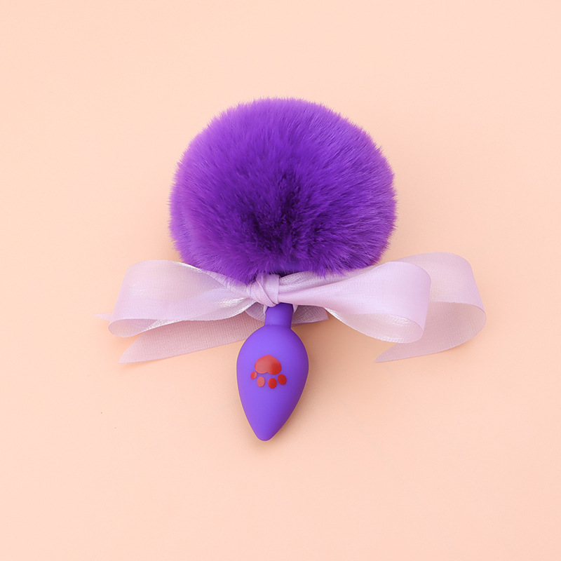 Cat Paw Anal Plug with Fluffy Fox Tail, Silicone Anal Beads Training Toy — detail image 8