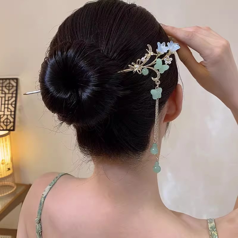 Flores de estilo antiguo bordillo pinzas de cabello para mujeres nuevo estilo chino de alto nivel sensación de temperamento simple pinzas de cabello 2025 nuevo toque de cabello de disco