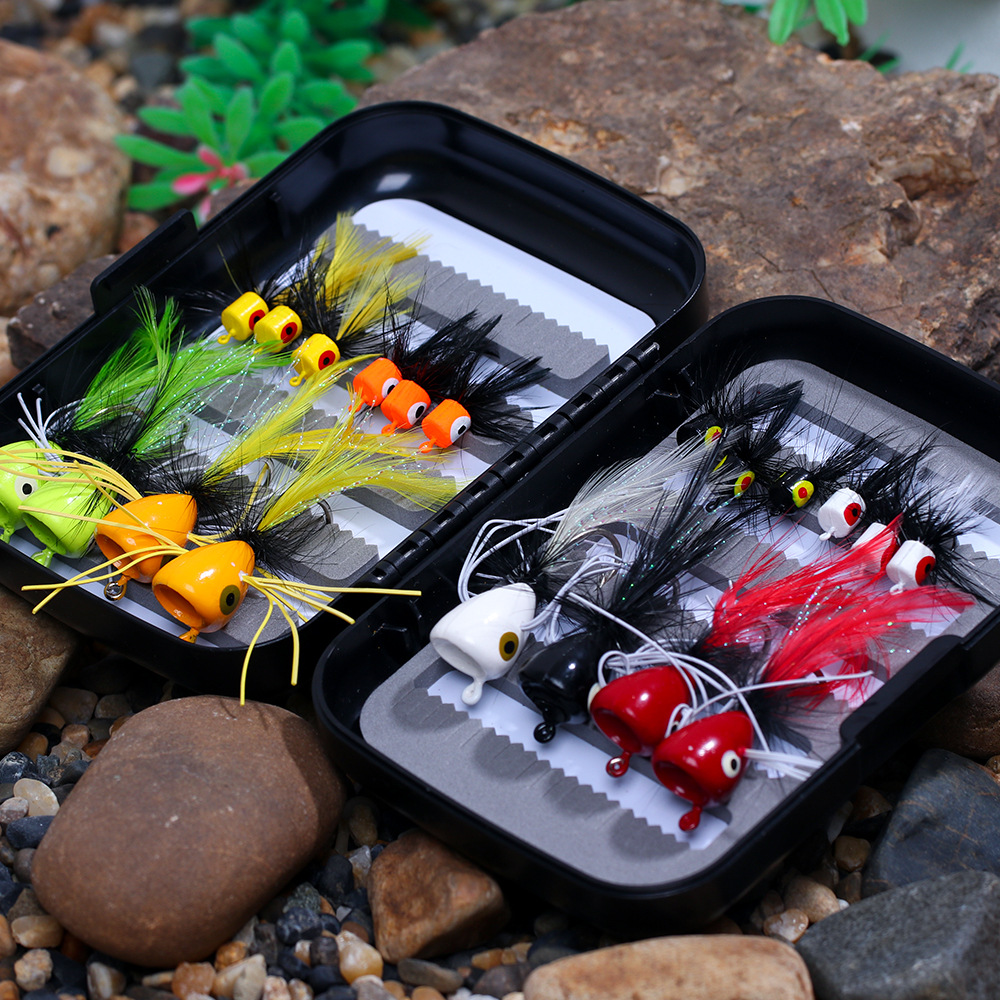 Mosca mosca gancho flotante agua Luya cebo traje superficie del agua serie volar ola escalada biónico pluma gancho pesca con mosca Bass rebordear trucha