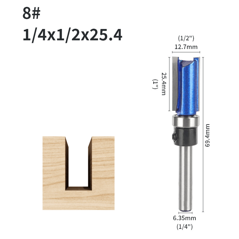 Rodamiento cuchillo recto 6-mango conjunto de cuatro piezas de doble hoja ranurada mango con cojinete cuchillo recto máquina de corte cabeza de corte carpintería fresadora