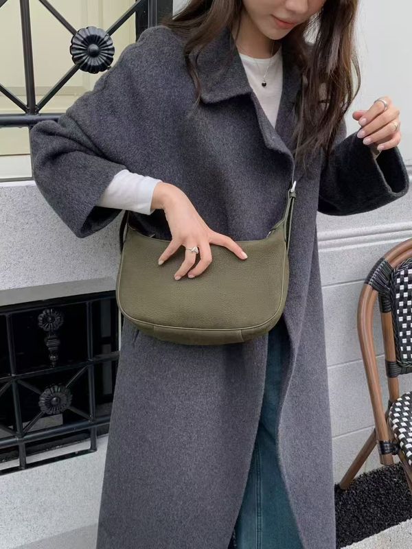 2025秋冬新款真皮女包休闲百搭月牙包磨砂头层牛皮单肩包斜挎女包|undefined
