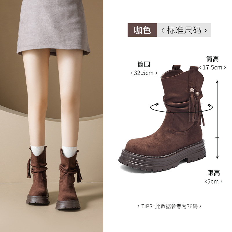 Antiguo león montar botas cortas para mujeres 2026 nuevo otoño invierno plegado botas vaqueras occidentales botas de estilo británico Martin