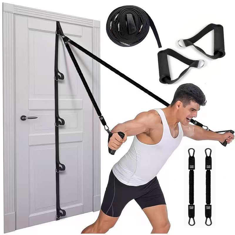 5,1 m sin instalación, resistencia, entrenamiento de suspensión de cuerda de tracción de fitness, accesorios, clip de puerta, hebilla de puerta de múltiples etapas, cinturón de anclaje de puerta