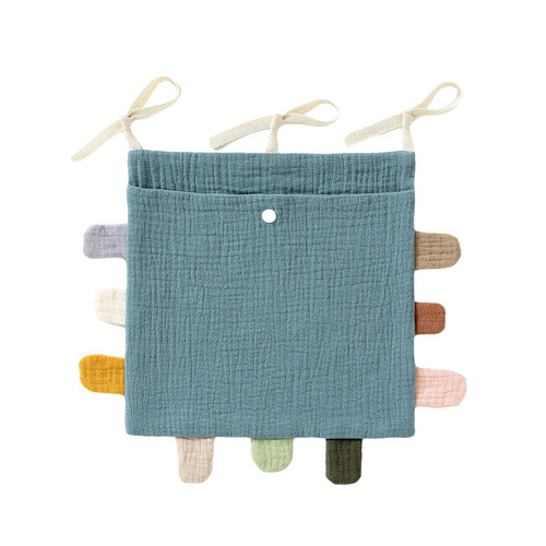 Baby fence bedside pure cotton gauze storage hanging bag baby bedside diaper diaper toy storage bag