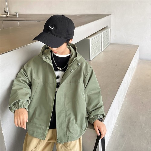 Boys' functional style workwear hooded three-proof jacket 2024 spring and autumn new style children's Korean style children's clothing outdoor jacket