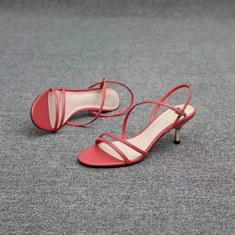 Летние женские босоножки European Station 2025, новые, нишевые, с ремешками, открытые, универсальные, сексуальные, на тонком высоком каблуке.