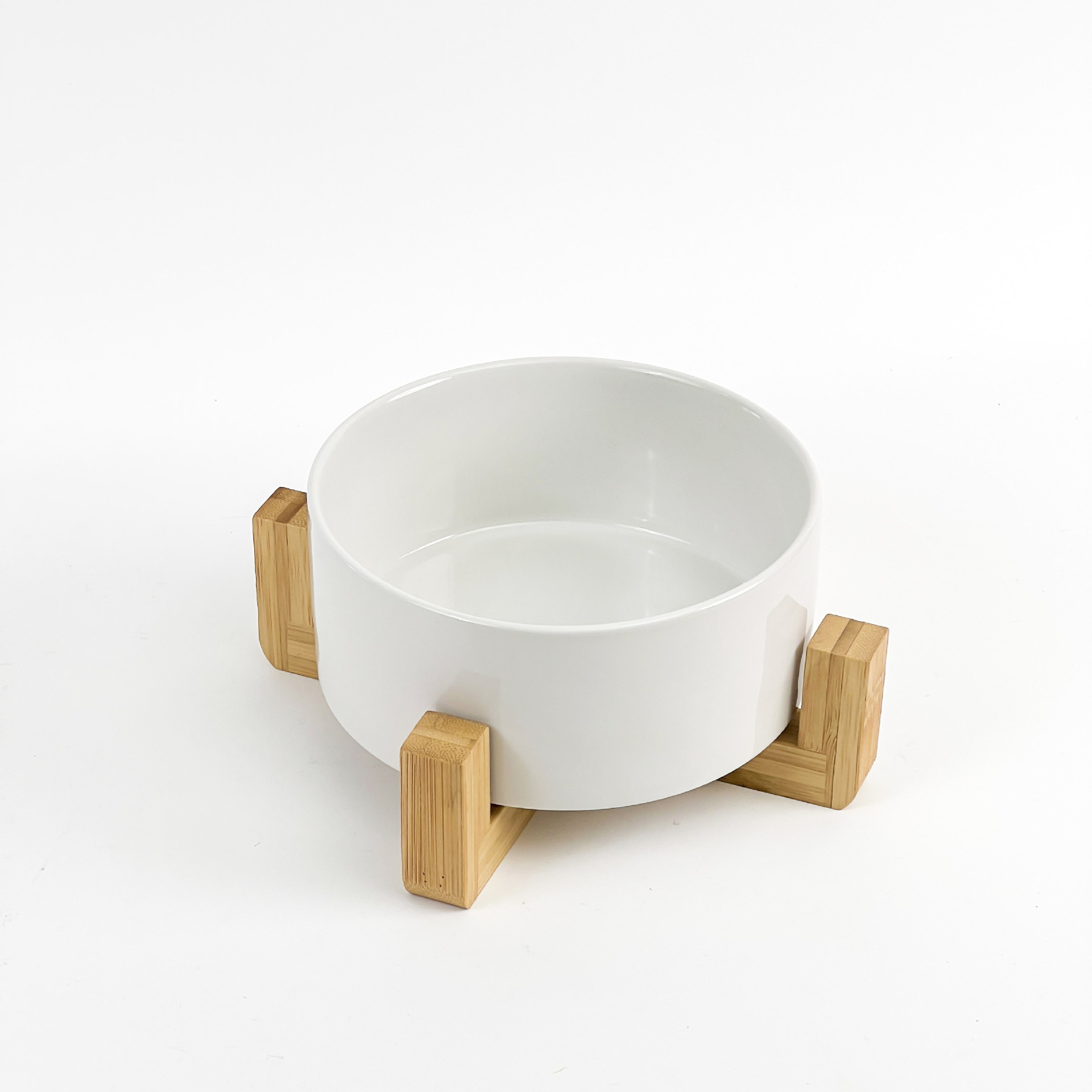 Cuenco para gatos, cuenco doble de cerámica, cuenco de agua, marco de madera integrado para proteger el espino cervical, cuenco alto para perros, cuenco para perros, cuenco para beber, cuenco simple para mascotas