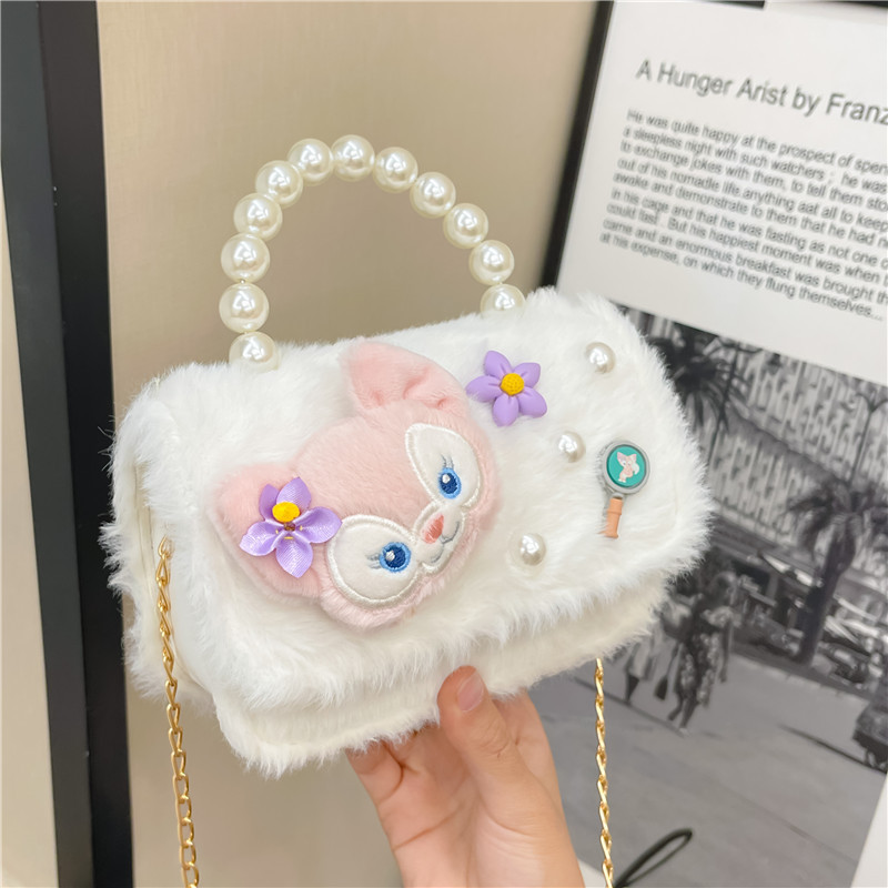 Chanel estilo princesa flor accesorios bolsa conejito bolso de hombro del niño Bolsa de felicitación de Año Nuevo estilo coreano bolsa de mensajero de los niños de dibujos animados