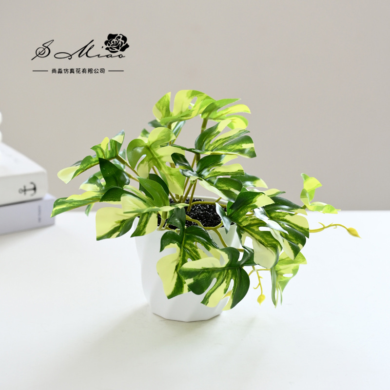 Flor artificial planta verde colgante cesta tortuga hoja pequeño bonsai flor artificial interior decoración creativa maceta artificial