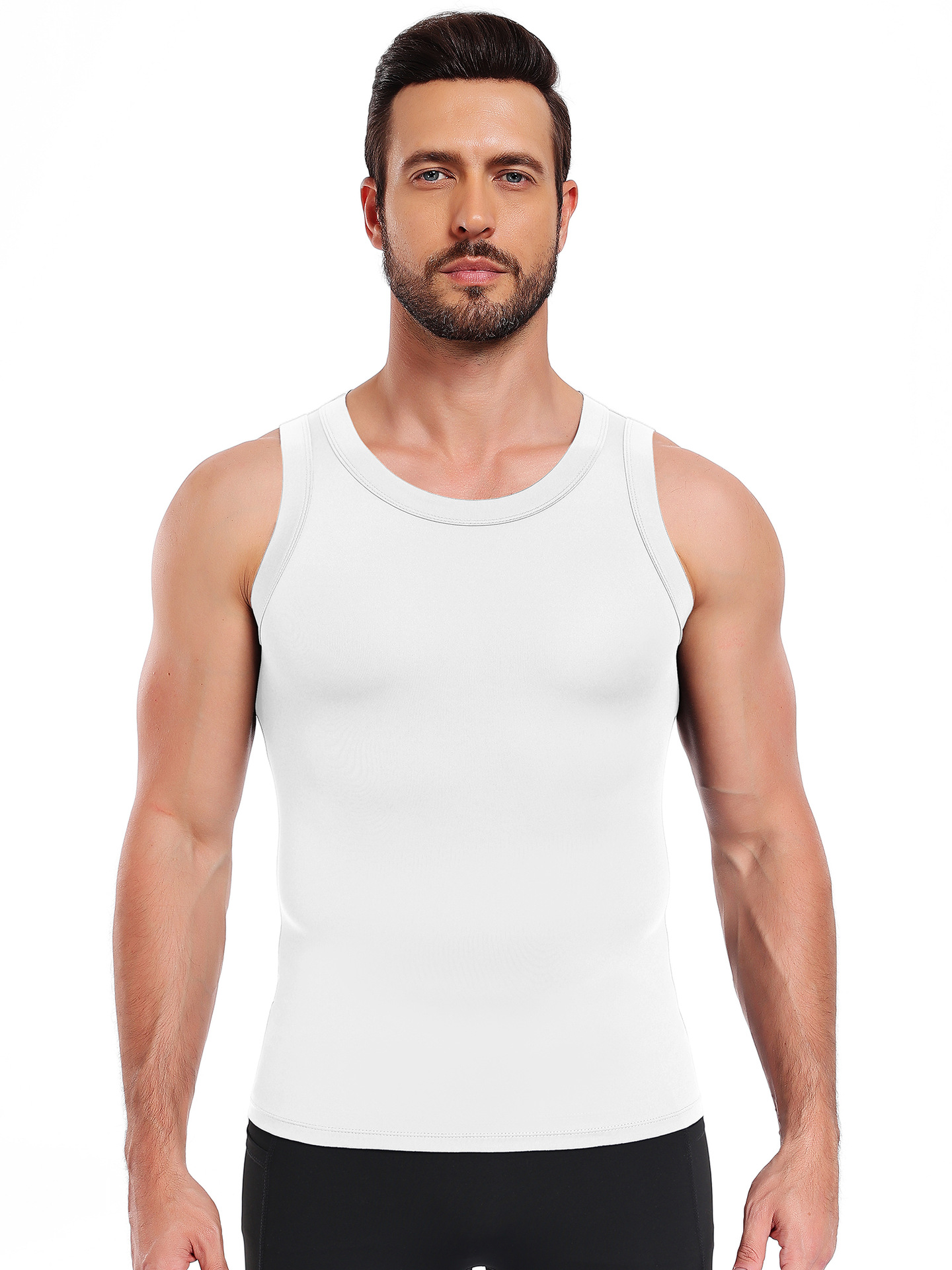 hombre chaleco ajustado de color sólido culturismo deportivo rápido secado chaleco de obstáculos entrenamiento de entrenamiento de entrenamiento leggings camiseta