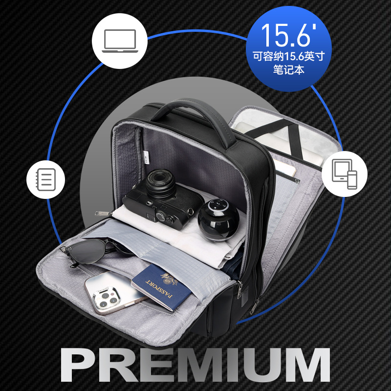 Mochila para Computadora de Negocios de Nailon con Carga USB e Impermeable para Viajes de Negocios