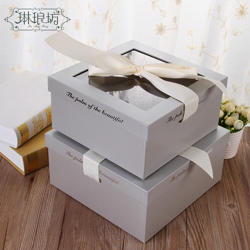 Cubierta de ventana abierta cuadrada dos caja de regalo flores regalo caja de regalo cubierta transparente caja vacía caja floral arreglo floral