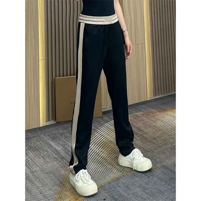 High Luxury Striped Patchwork Casual Pants Men's Spring Trendy All-match Slim-fit Sports Pants Fashionable Loose Straight Pants