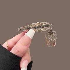 新中式流苏发夹女新款高级感金属发卡民族风侧边刘海夹碎发鸭嘴夹