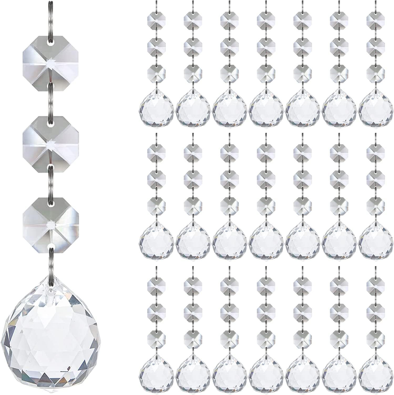 Juego de 30 bolas de acrílico luminosas con cadena.