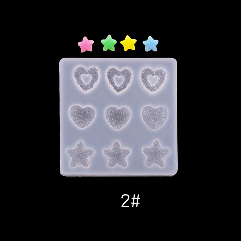 Amor oso estrella de cinco puntas esmerilado molde de silicona DIY Stud pendientes colgante accesorios de decoración