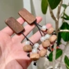 Wooden earrings pearl, silver 925 sample