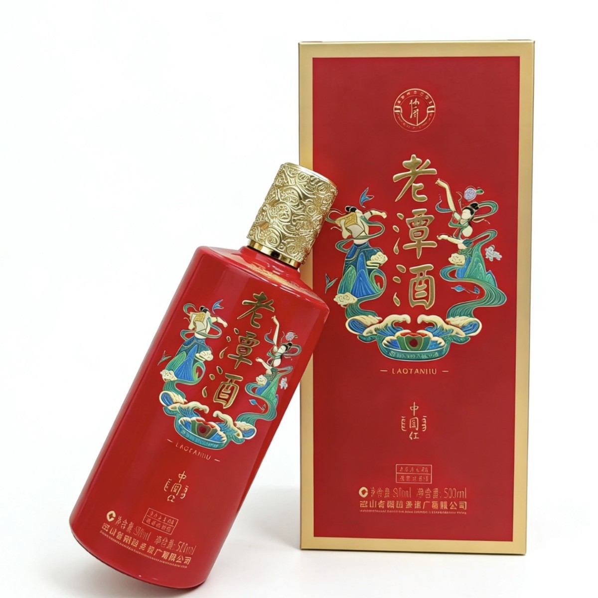 老潭酒中国红酱香型酒53度500ml*6加三个礼袋（纯粮酒&婚宴用酒）