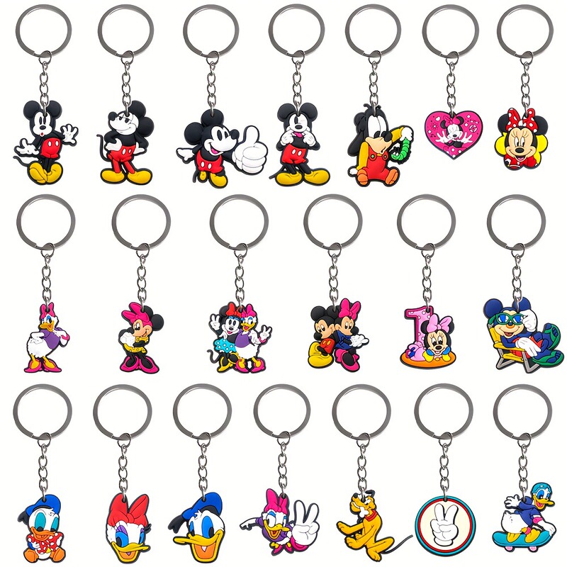 Cross-Border Exclusive Mickey and Minnie Keychain Cartoon Pvc Soft Rubber Mickey Mouse Key Ring Car Backpack Pendant