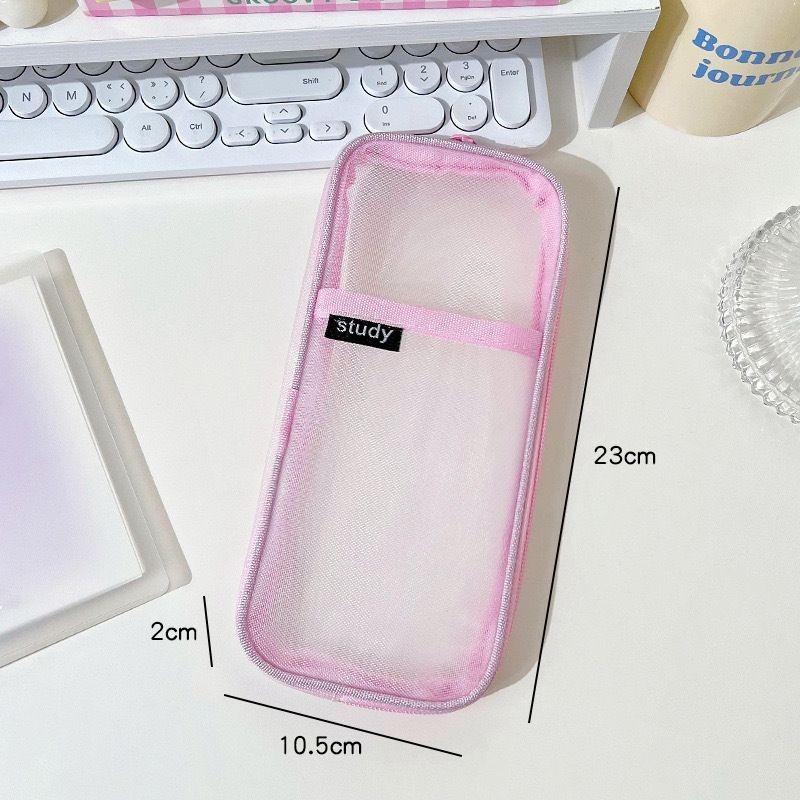 メッシュ鉛筆バッグイン高価値透明シンプル鉛筆バッグ大容量ロゴなし学生試験かわいい文具バッグ|undefined