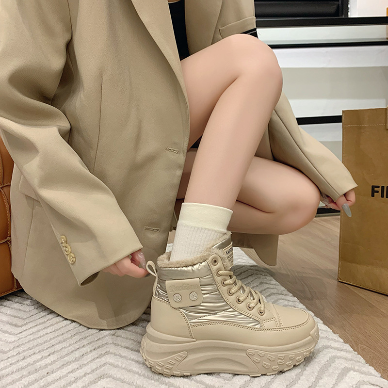 Botas de Nieve con Felpa para Mujer P6011 de PU y Caucho Térmicas para Uso Diario
