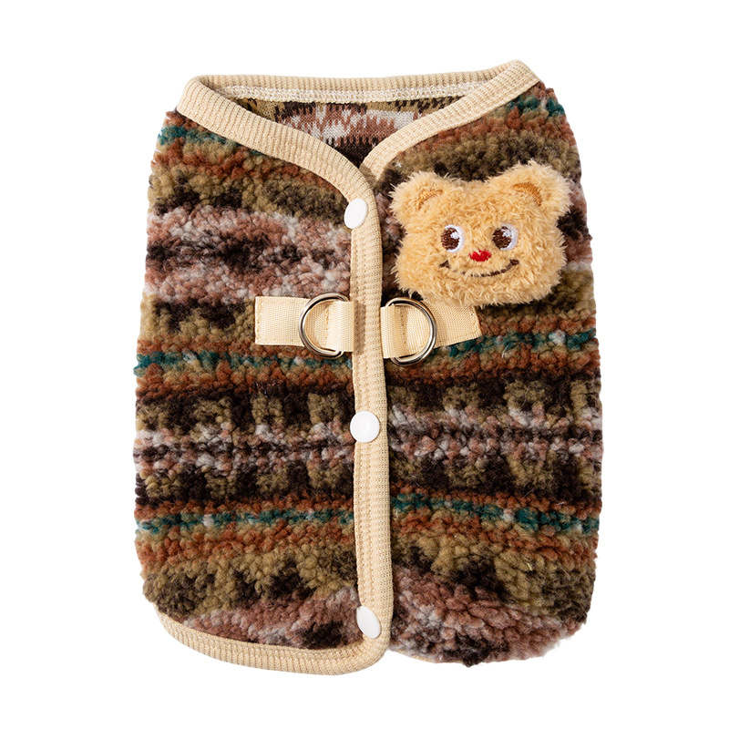 Otoño y invierno nuevo cardigán chaleco de dibujos animados tridimensionales oso abrigo abrigo abrigo abrigo perro gato ropa perro pequeño y mediano Teddy