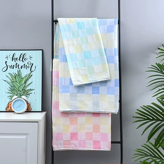 70*140cm宝宝双层纱布彩格浴巾50*100棉柔软舒适儿童浴巾60*120cm