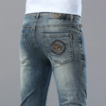香港高端欧货潮牌牛仔裤男士修身弹力新款直筒裤休闲百搭男款
