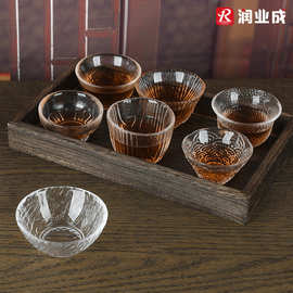 日式高档玻璃小茶杯品茗杯专用印logo金边清酒杯小酒杯主人杯透明