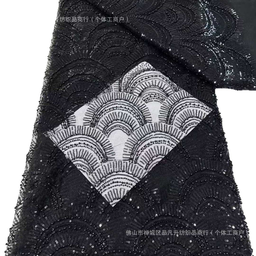 Tejido de sequillas de perlas Mejor calidad Cuentas sequillas Lace Tejido de vestido de boda de alta definición