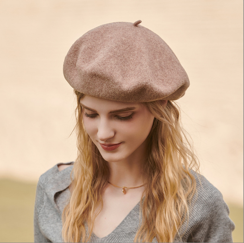 Unisex dam ull premium basker Höst/vinter vintage målarhatt Newsboy hatt rosa_voghion.com