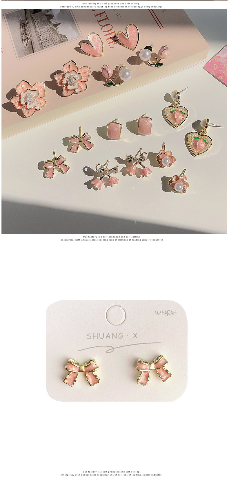Heart Shape, Flower, Bow Knot Pattern Women'S Gender 1 Pair Sweet Heart Shape Flower Bow Knot Enamel Inlay Alloy Pearl Ear Studs