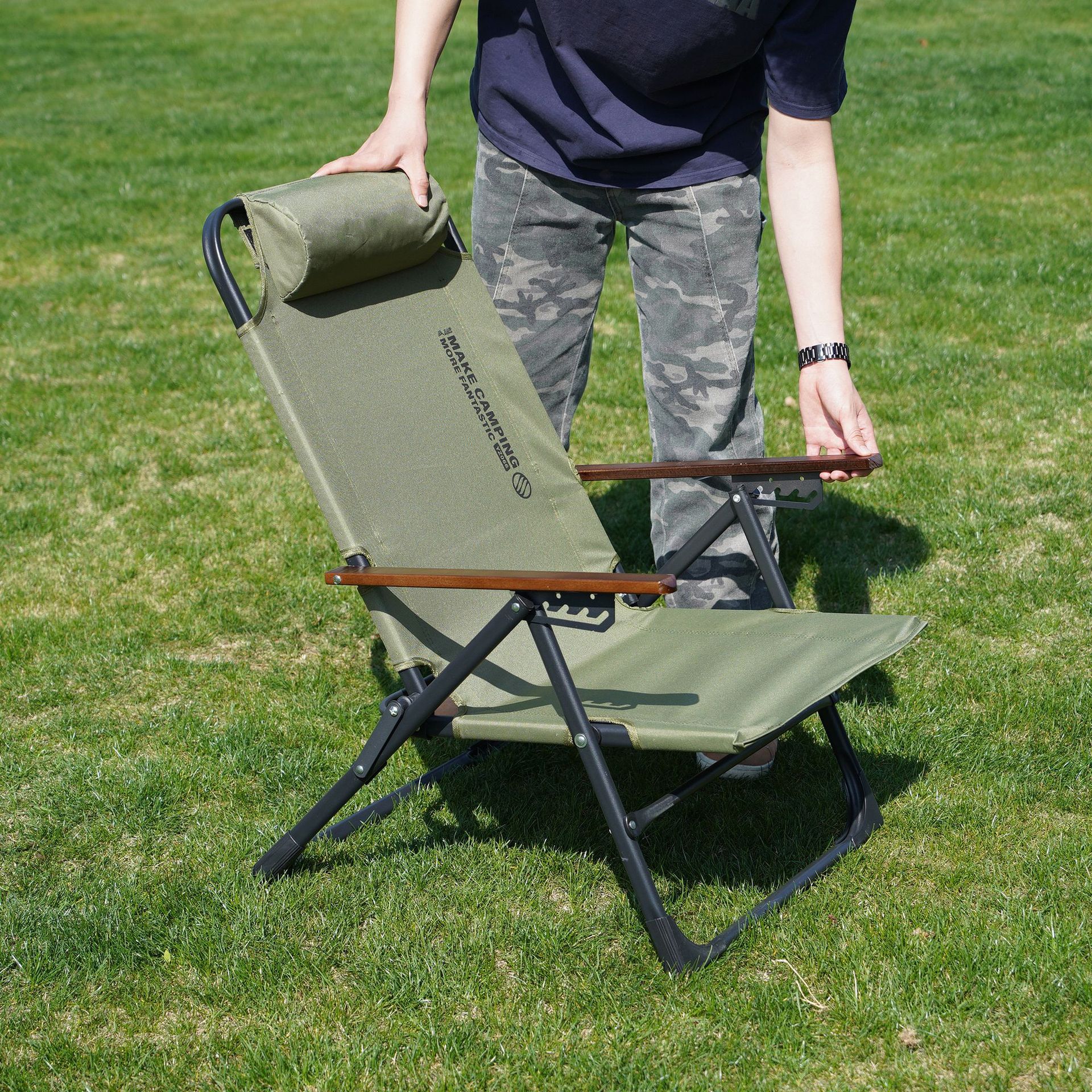 Outdoor Folding Camping Picnic Chair Portable Adjustable Fishing…