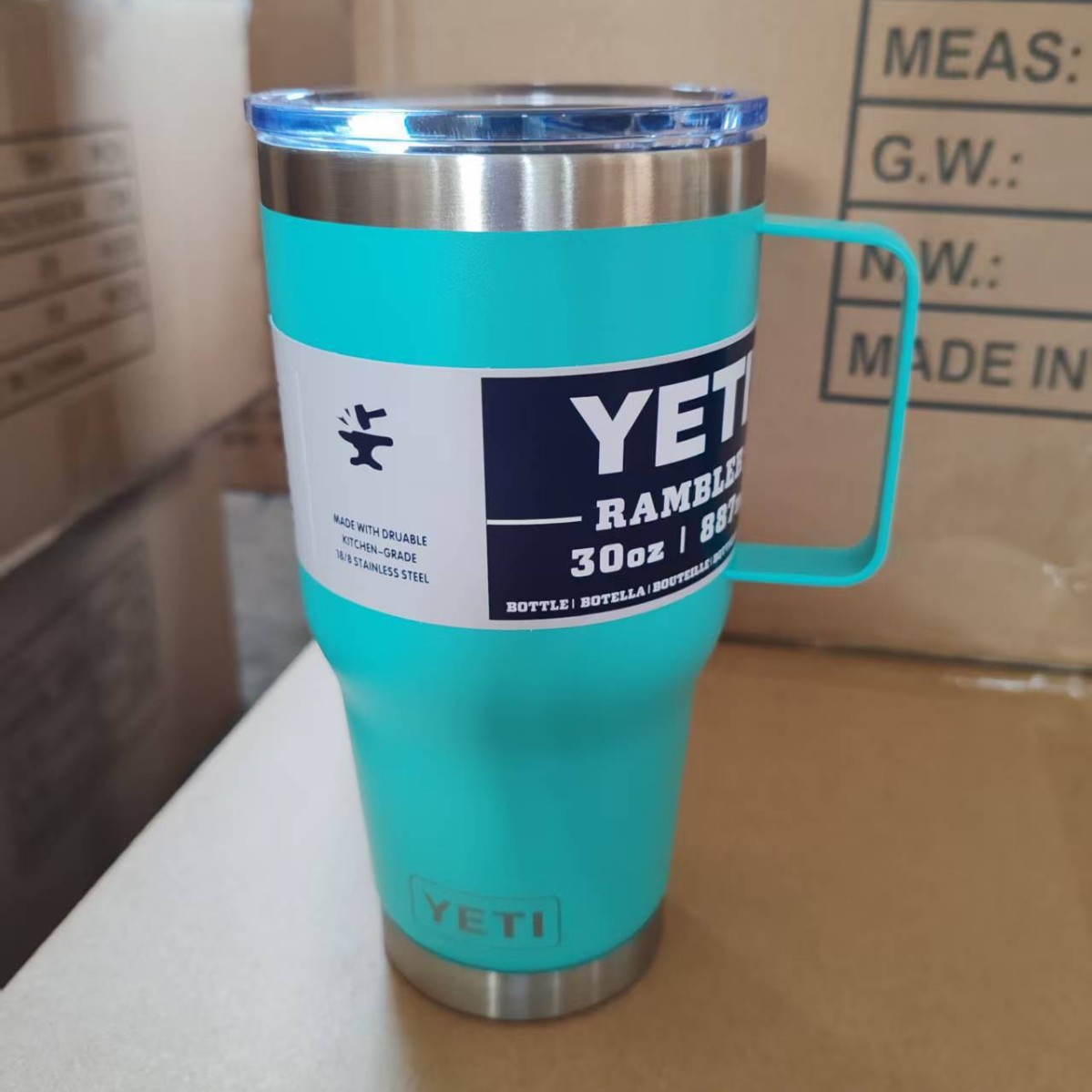 손잡이가 있는 30oz 민트 그린