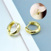Cute small golden earrings, shiny zirconium, European style, internet celebrity