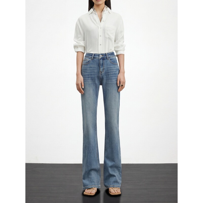 High-End Flared Jeans for Women, 2026 Spring New Style, High-Waisted, Vintage, Slimming, Floor-Length Bootcut Pants