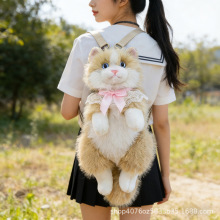 发声仿真猫咪背包小红书爆款玩偶布偶猫公仔三花猫双肩包