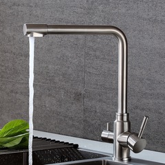 Stainless steel kitchen pull-out faucet sink cold and hot purified water dispenser dual outlet vegetable washing basin vegetable washing pot purified faucet